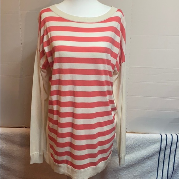 Talbots striped coral and ivory color knit Top - Picture 1 of 8